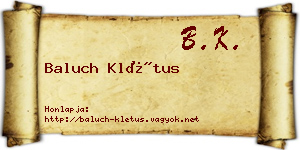 Baluch Klétus névjegykártya